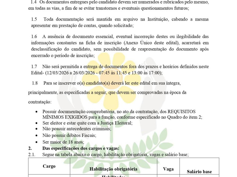 Edital de Seleção Nº 001/2026 - Vaga para Fisioterapeuta - Foto 2 de 5