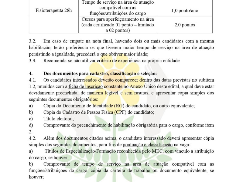 Edital de Seleção Nº 001/2026 - Vaga para Fisioterapeuta - Foto 3 de 5