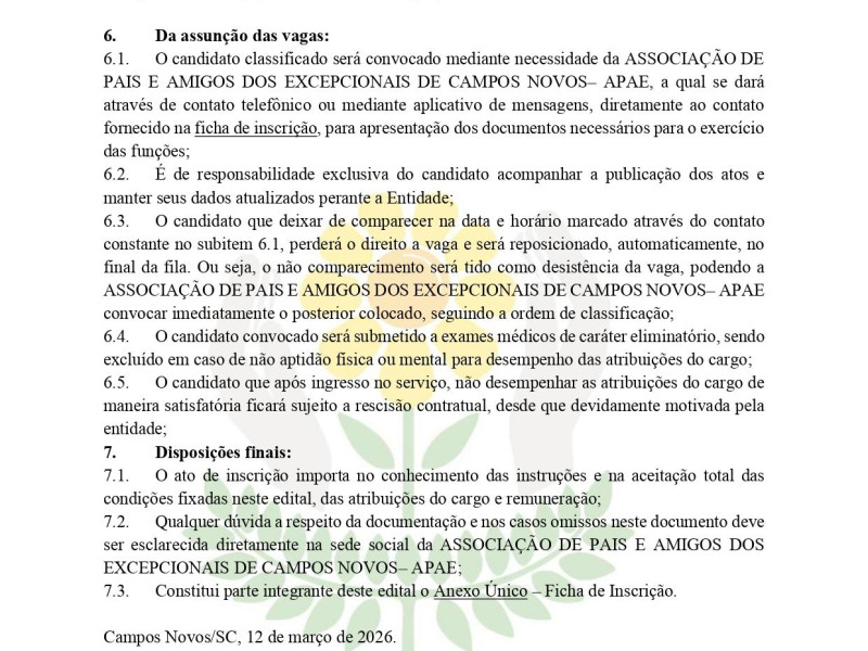 Edital de Seleção Nº 001/2026 - Vaga para Fisioterapeuta - Foto 4 de 5