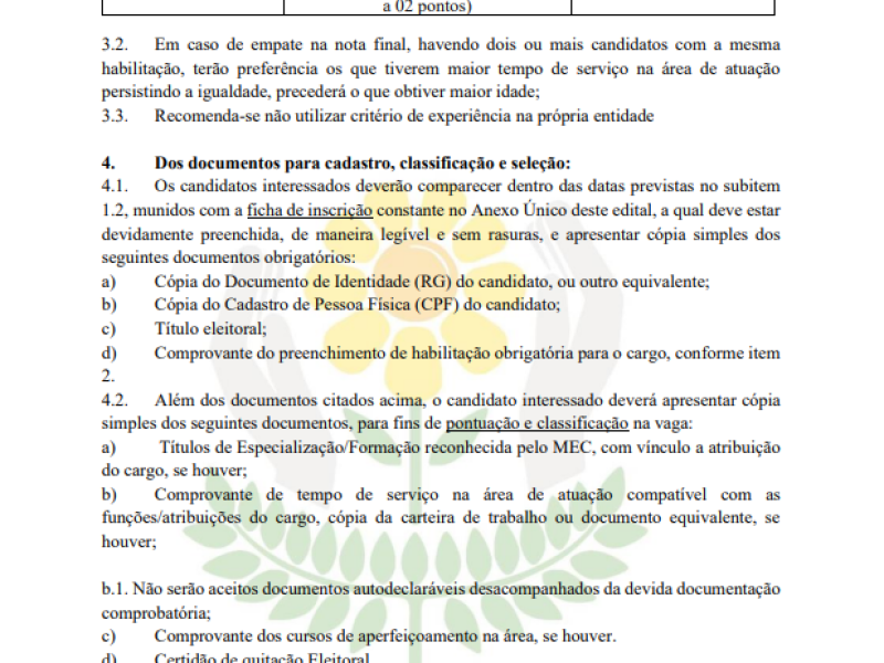 EDITAL SIMPLIFICADO PARA SELEÇÃO DE PROFISSIONAIS DA ASSOCIAÇÃO DE PAIS E AMIGOS DOS EXCEPCIONAIS DE CAMPOS NOVOS - APAE - Foto 3 de 5