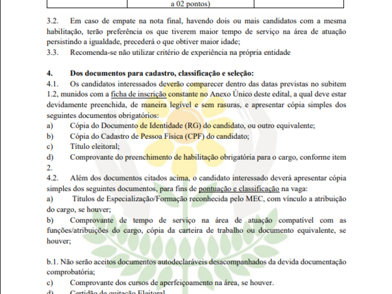 EDITAL SIMPLIFICADO PARA SELEÇÃO DE PROFISSIONAIS DA ASSOCIAÇÃO DE PAIS E AMIGOS DOS EXCEPCIONAIS DE CAMPOS NOVOS - APAE - Foto 3 de 5