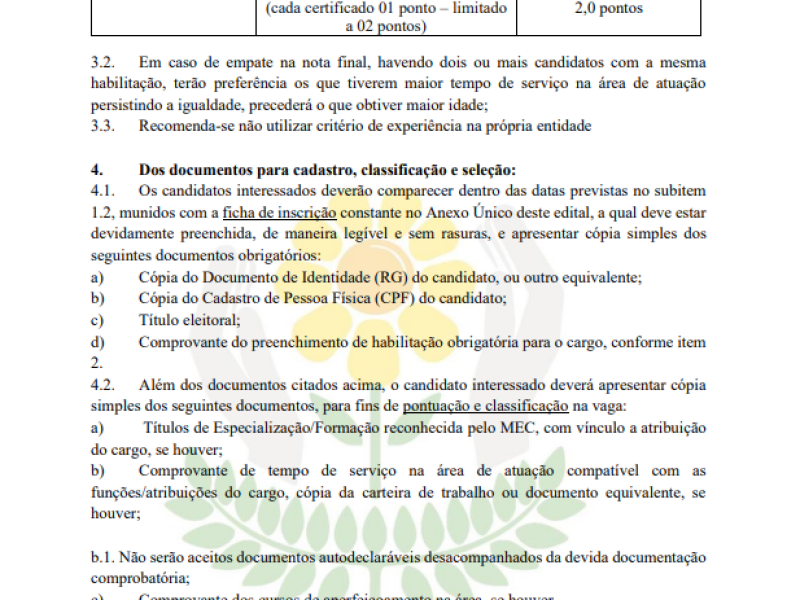 EDITAL 4.2026 SIMPLIFICADO PARA SELEÇÃO DE PROFISSIONAIS DA ASSOCIAÇÃO DE PAIS E AMIGOS DOS EXCEPCIONAIS DE CAMPOS NOVOS - APAE - Foto 3 de 5
