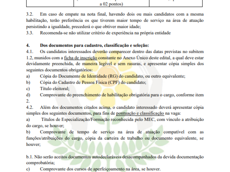 EDITAL SIMPLIFICADO PARA SELEÇÃO DE PROFISSIONAIS DA ASSOCIAÇÃO DE PAIS E AMIGOS DOS EXCEPCIONAIS DE CAMPOS NOVOS - APAE - Foto 3 de 5