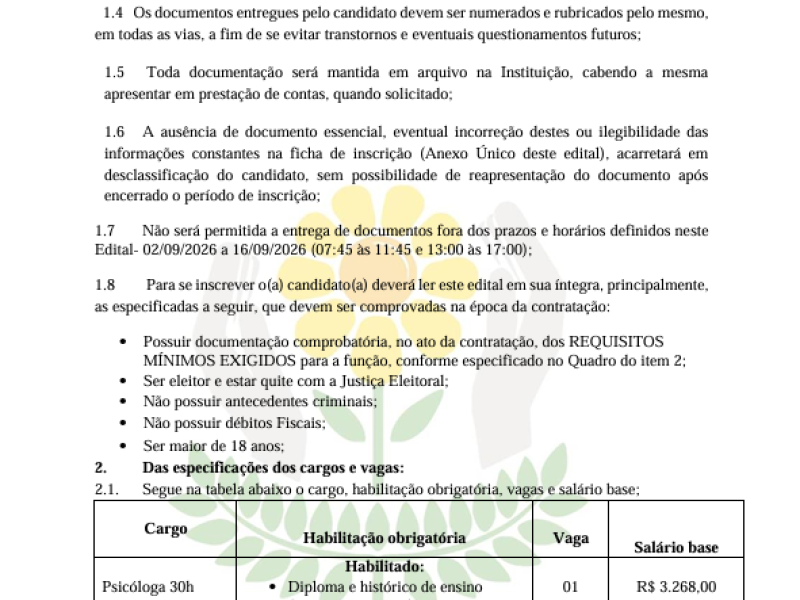 EDITAL Nº 006/2026- SIMPLIFICADO PARA SELEÇÃO DE PROFISSIONAIS DA ASSOCIAÇÃO DE PAIS E AMIGOS DOS EXCEPCIONAIS DE CAMPOS NOVOS - APAE - Foto 2 de 5