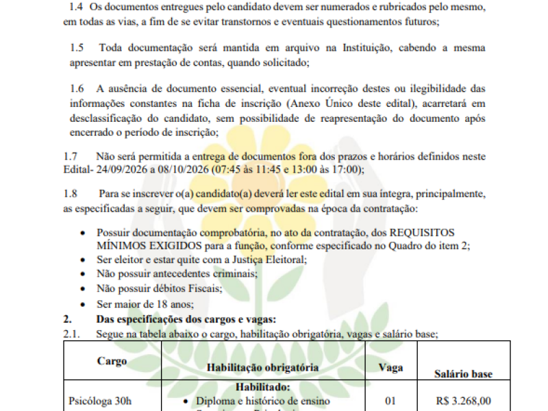 EDITAL SIMPLIFICADO Nº 007/2026: PARA SELEÇÃO DE PROFISSIONAIS DA ASSOCIAÇÃO DE PAIS E AMIGOS DOS EXCEPCIONAIS DE CAMPOS NOVOS - APAE  - PSICÓLOGA 30H - Foto 2 de 5
