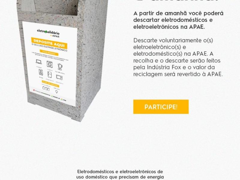 Descarte Seu Eletrônico e Ajude a APAE! - Foto 3 de 3 Descarte Seu Eletrônico e Ajude a APAE! - Foto 3 de 3
