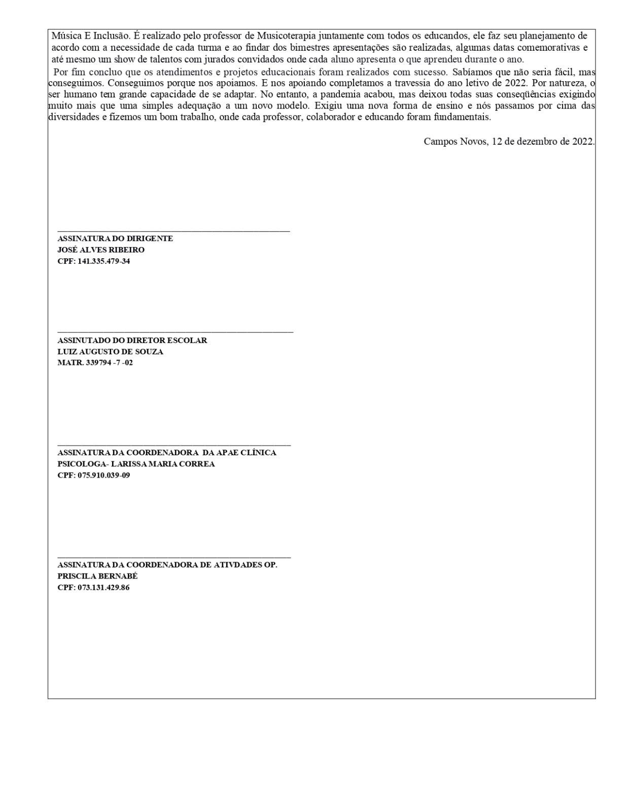 RELATÓRIO DE EXECUÇÃO ANUAL