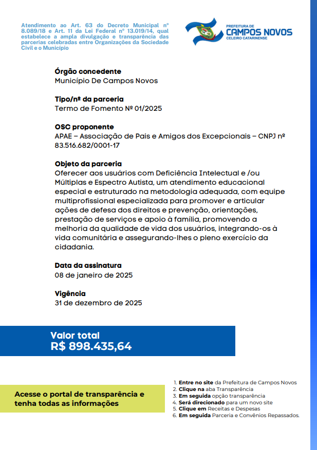 Termo de Fomento Nº 01/2025 Termo de Fomento Nº 01/2025