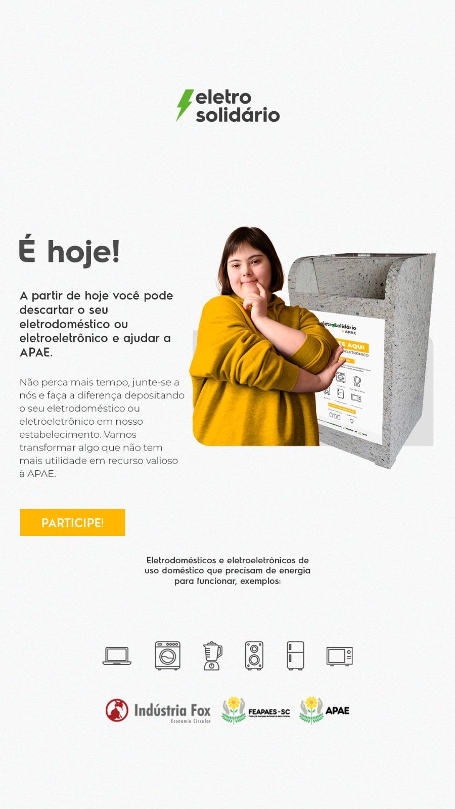 Descarte Seu Eletrônico e Ajude a APAE! Descarte Seu Eletrônico e Ajude a APAE!