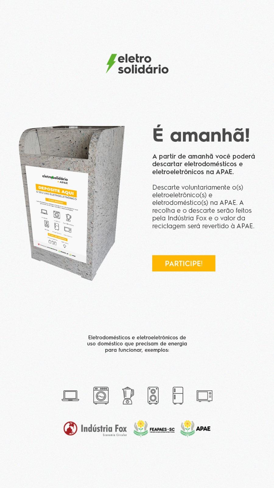 Descarte Seu Eletrônico e Ajude a APAE! Descarte Seu Eletrônico e Ajude a APAE!
